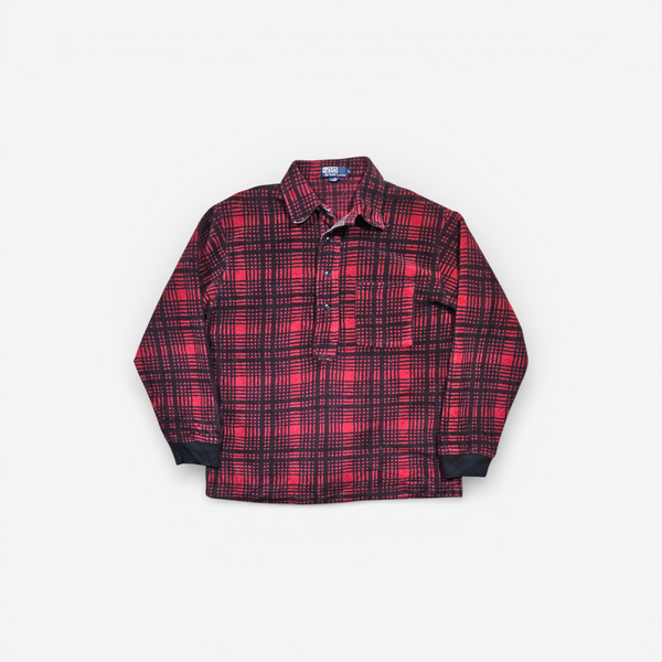 Pull Polaire Fleece Plaid Polo Ralph Lauren Vintage - Made in USA