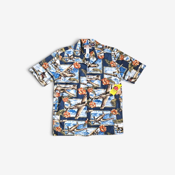 Hawaiian Shirt Vintage RJC WW2 Airplane - Made in USA
