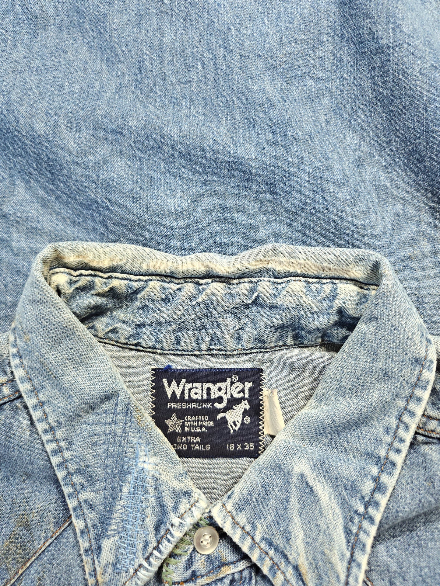Chemise Wrangler Denim Vintage 1980's Western Shirt - Made in USA (XXL)