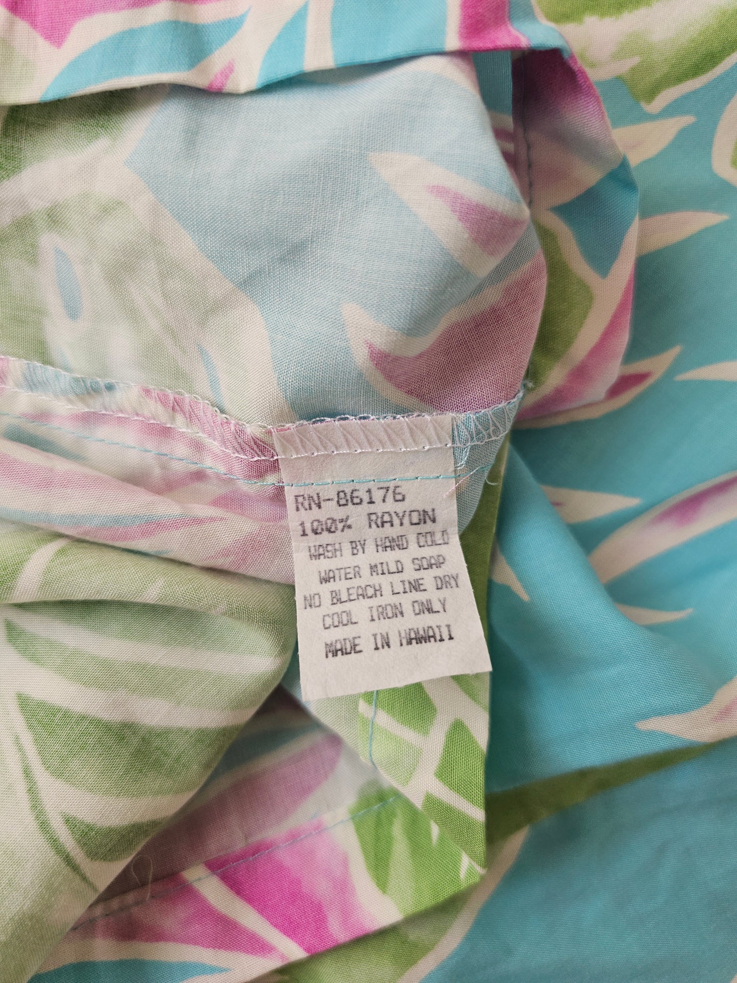 Hawaiian Rayon Shirt Paradise Found Cabana Palms - Made in USA Hawaii (XS)