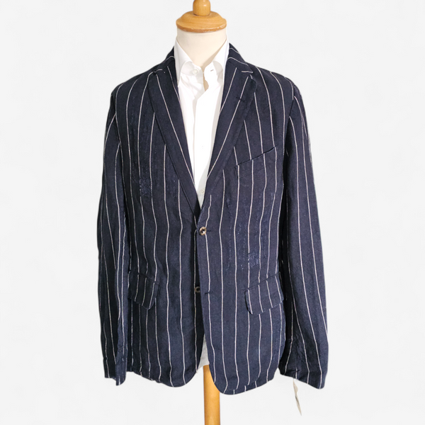 Blazer Ralph Lauren Vintage Lin Distressed rayé - Made in Italy (40)