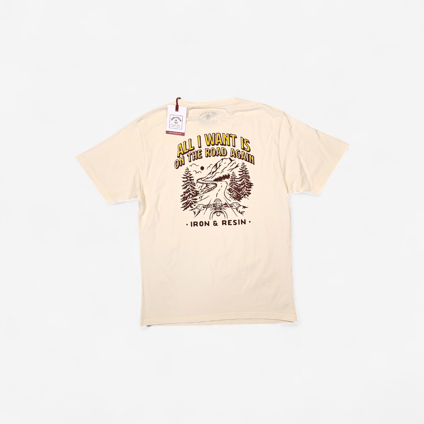 T-shirt Iron & Resin All I Want Is On The Road Again Made in USA L
