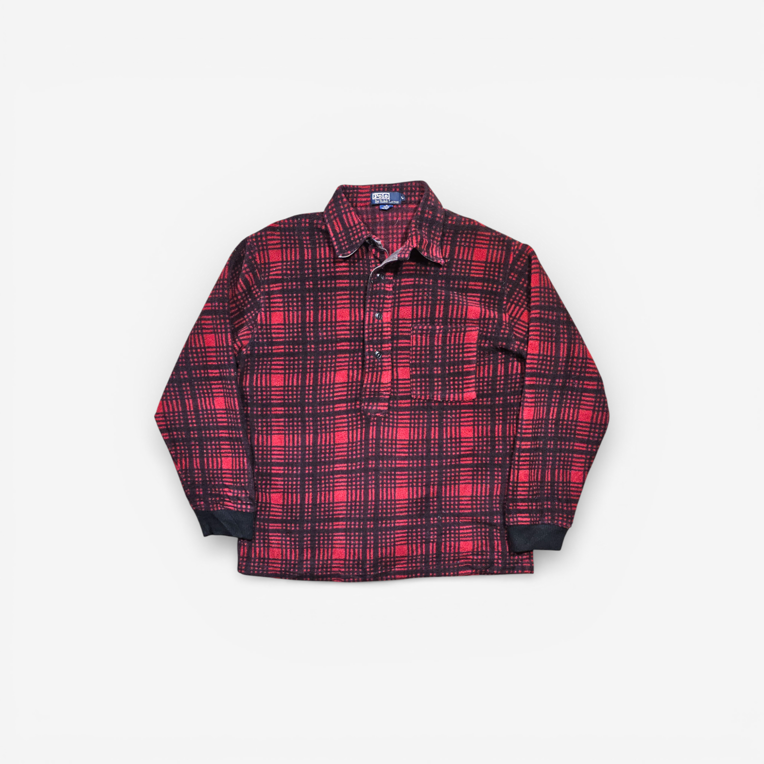 Pull Polaire Fleece Plaid Polo Ralph Lauren Vintage - Made in USA 