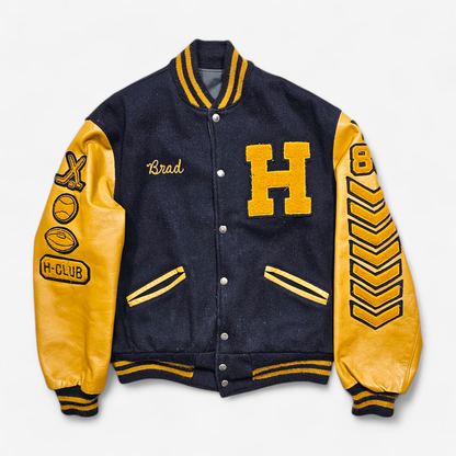 Vintage 80's Reversible Varsity Jacket Hermantown Hockey - Made in USA (M)