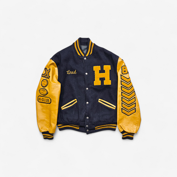 Vintage 80's Reversible Varsity Jacket Hermantown Hockey - Made in USA (M)