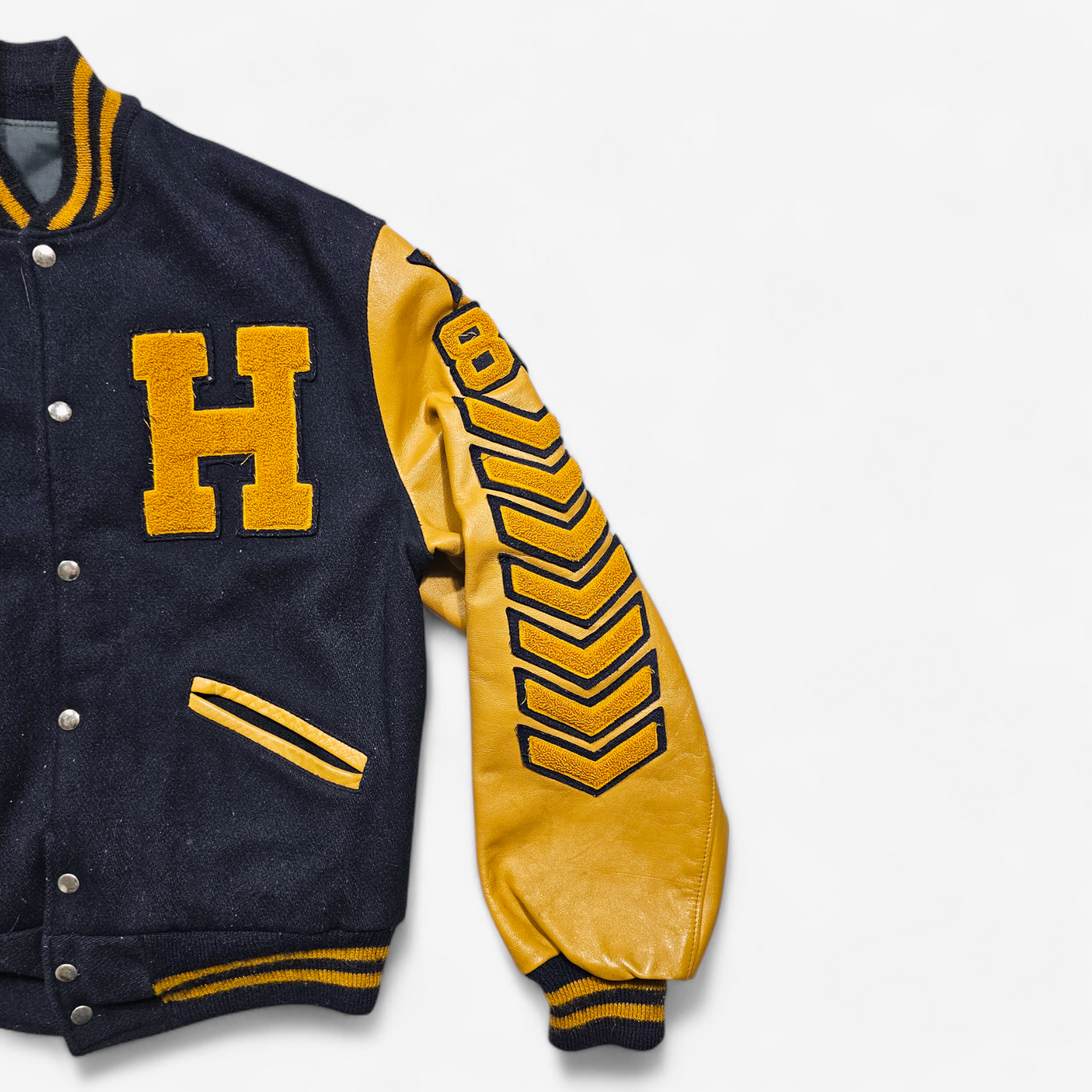 Vintage 80's Reversible Varsity Jacket Hermantown Hockey - Made in USA (M)