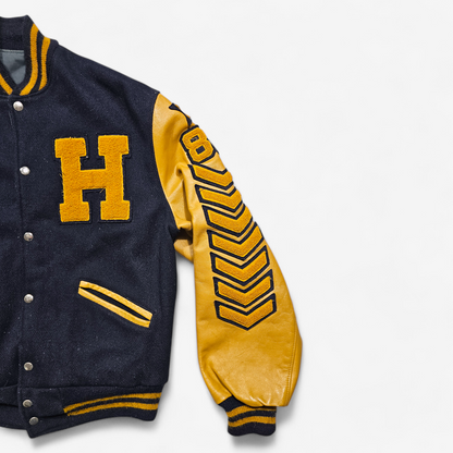 Vintage 80's Reversible Varsity Jacket Hermantown Hockey - Made in USA (M)