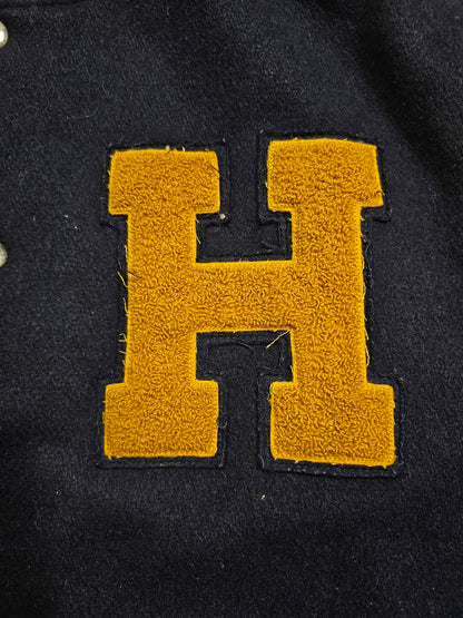 Vintage 80's Reversible Varsity Jacket Hermantown Hockey - Made in USA (M)