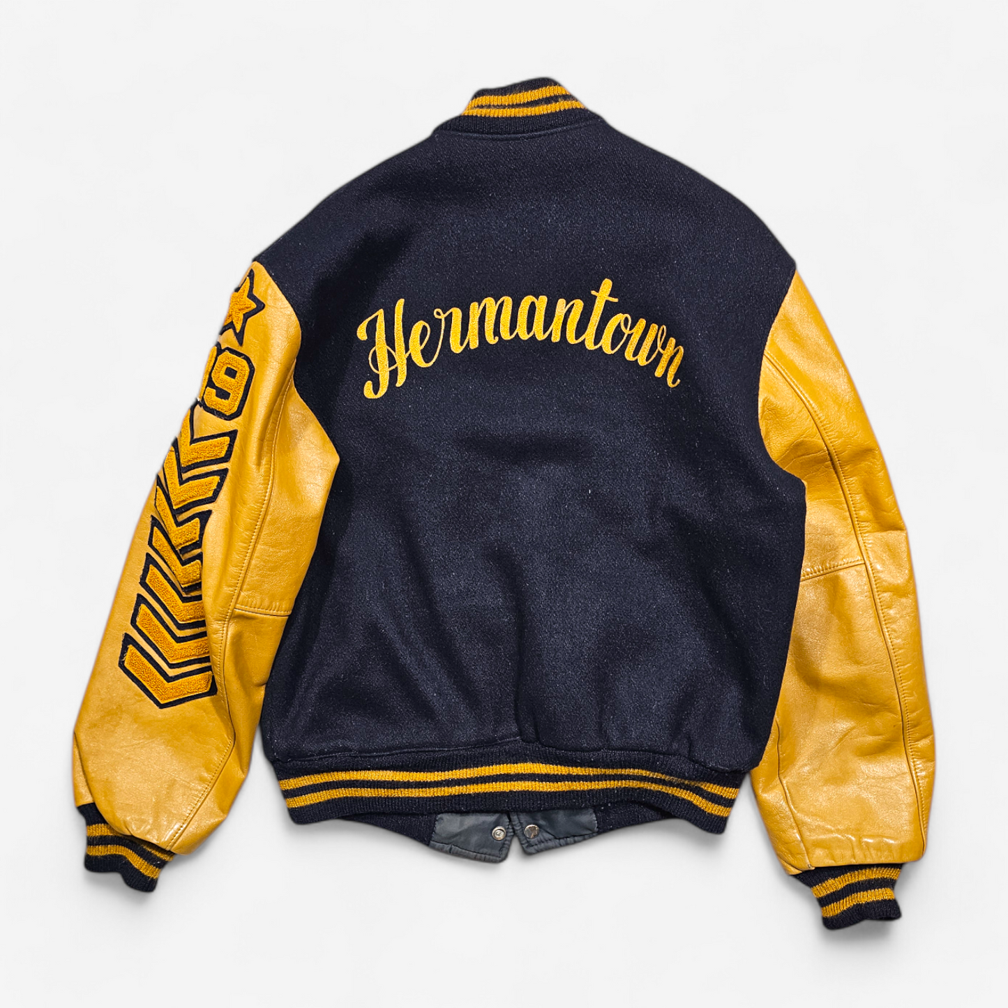 Vintage 80's Reversible Varsity Jacket Hermantown Hockey - Made in USA (M)