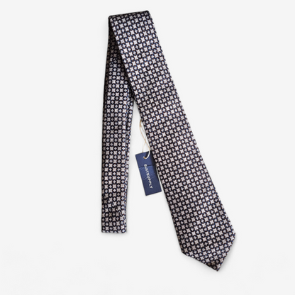 Cravate Suitsupply Grise Médaillons Laine Made in Italy