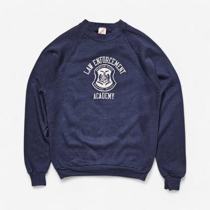 Crewneck Raglan Vintage 90's Police Law Enforcement - Made in USA