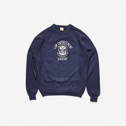 Crewneck Raglan Vintage 90's Police Law Enforcement - Made in USA