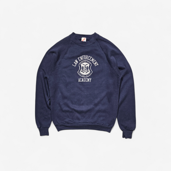 Crewneck Raglan Vintage 90's Police Law Enforcement - Made in USA