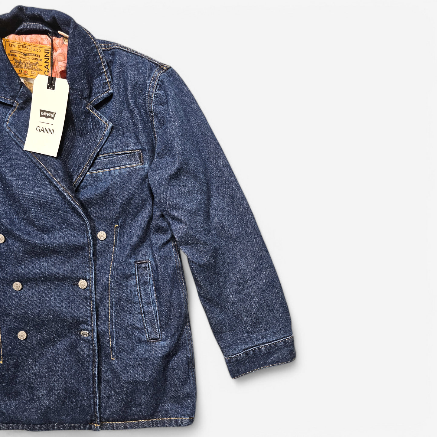 Levi's x Ganni Double-Breasted Denim Blazer (S)