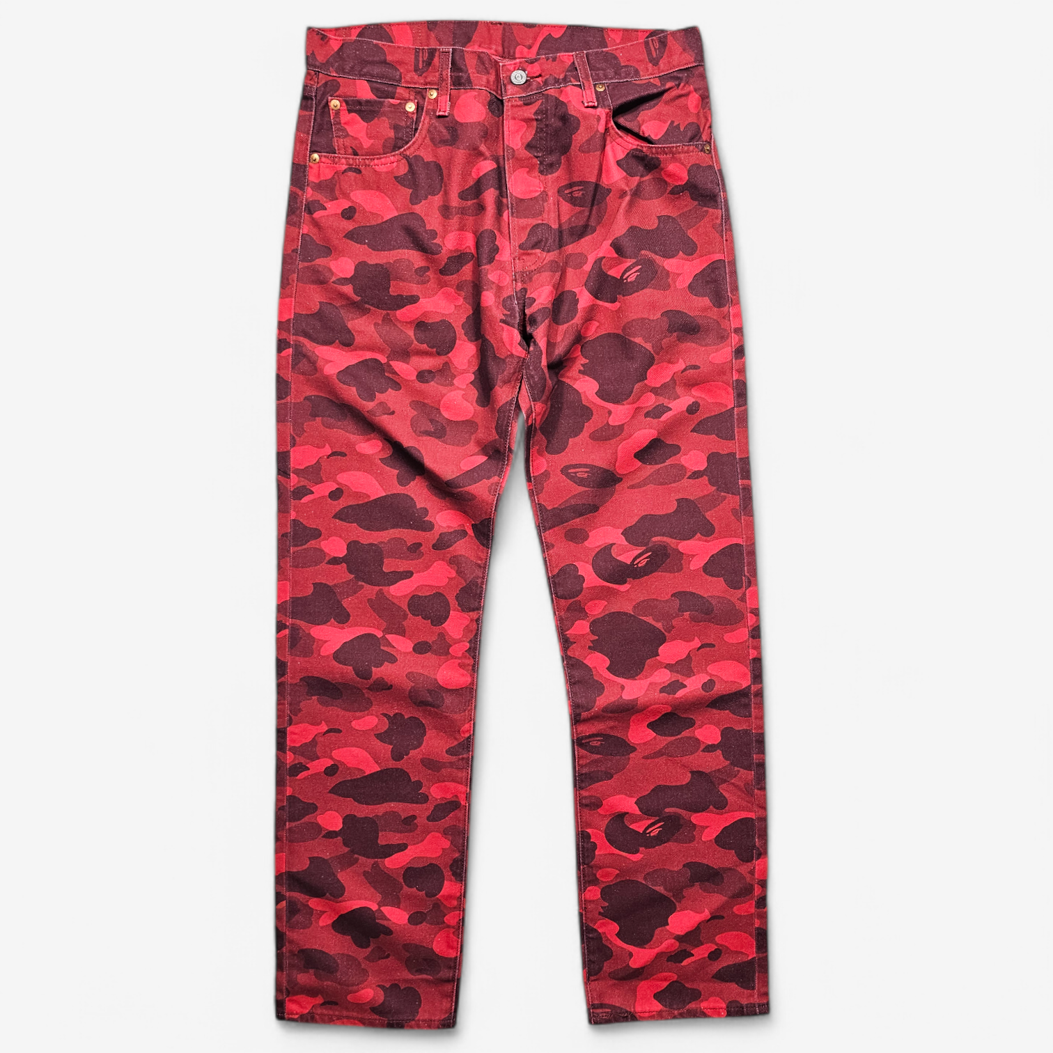 Jean Levi's x Bape 501 '93 Red Camo Europe Exclusive