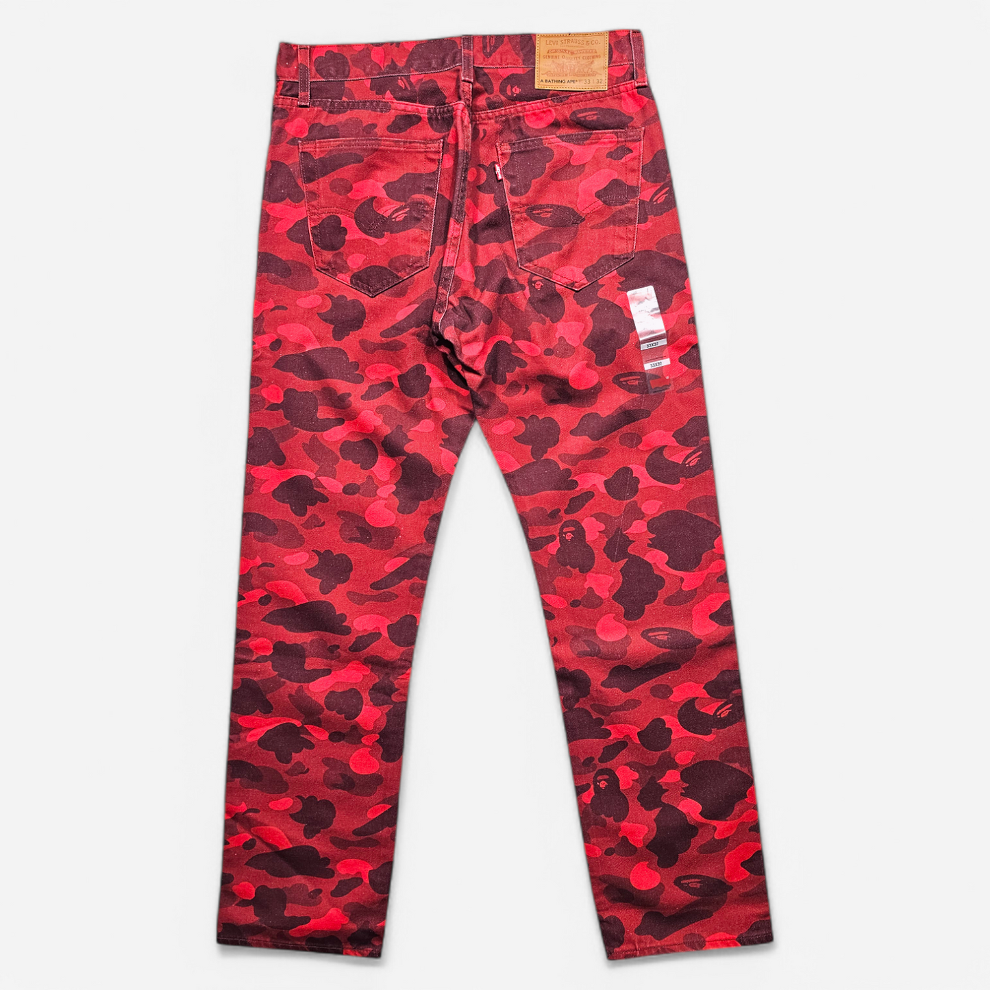 Jean Levi's x Bape 501 '93 Red Camo Europe Exclusive (W33L32)