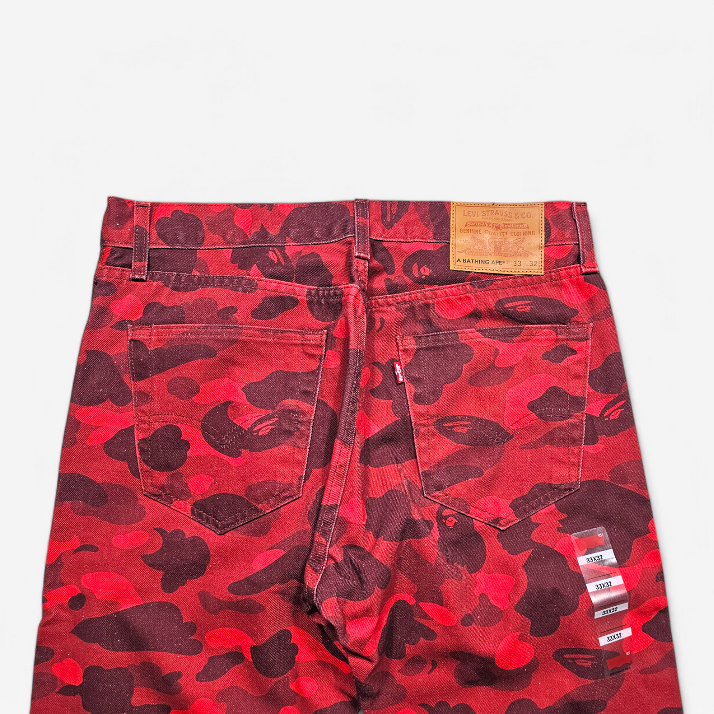 Jean Levi's x Bape 501 '93 Red Camo Europe Exclusive (W33L32)