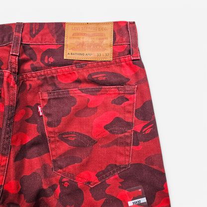 Jean Levi's x Bape 501 '93 Red Camo Europe Exclusive (W33L32)