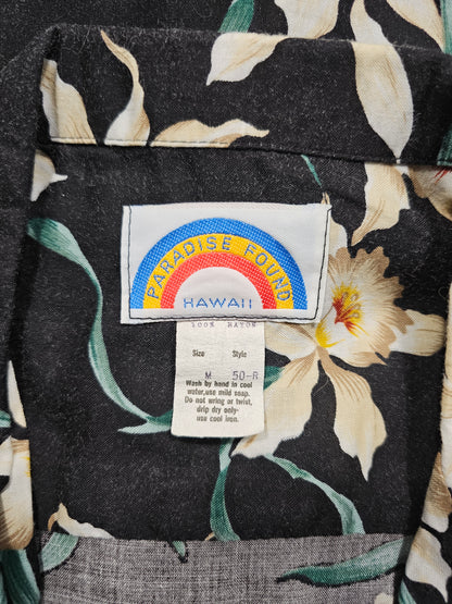 Hawaiian Rayon Shirt Vintage 70's 80's Paradise Found - Made in USA Hawaii (M)