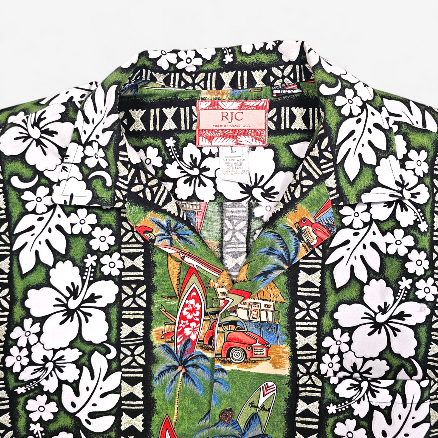 Hawaiian Shirt Vintage RJC - Made in USA Hawaii (L)