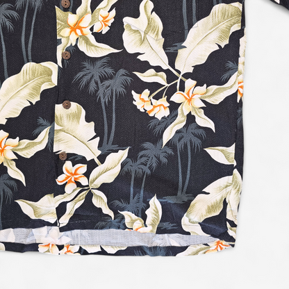 Hawaiian Rayon Dobby Shirt Vintage Hilo Hattie - Made in USA Hawaii (L)