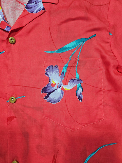 Hawaiian Rayon Shirt Vintage 70's 80's Paradise Found - Made in USA Hawaii (M)