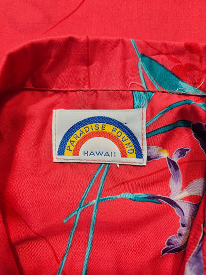 Hawaiian Rayon Shirt Vintage 70's 80's Paradise Found - Made in USA Hawaii (M)