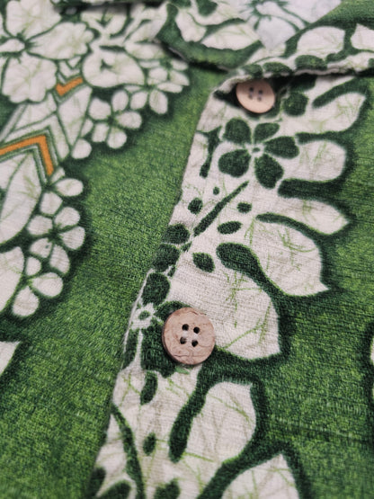 Hawaiian Shirt Vintage ODO Barkcloth - Made in USA Hawaii (XL)