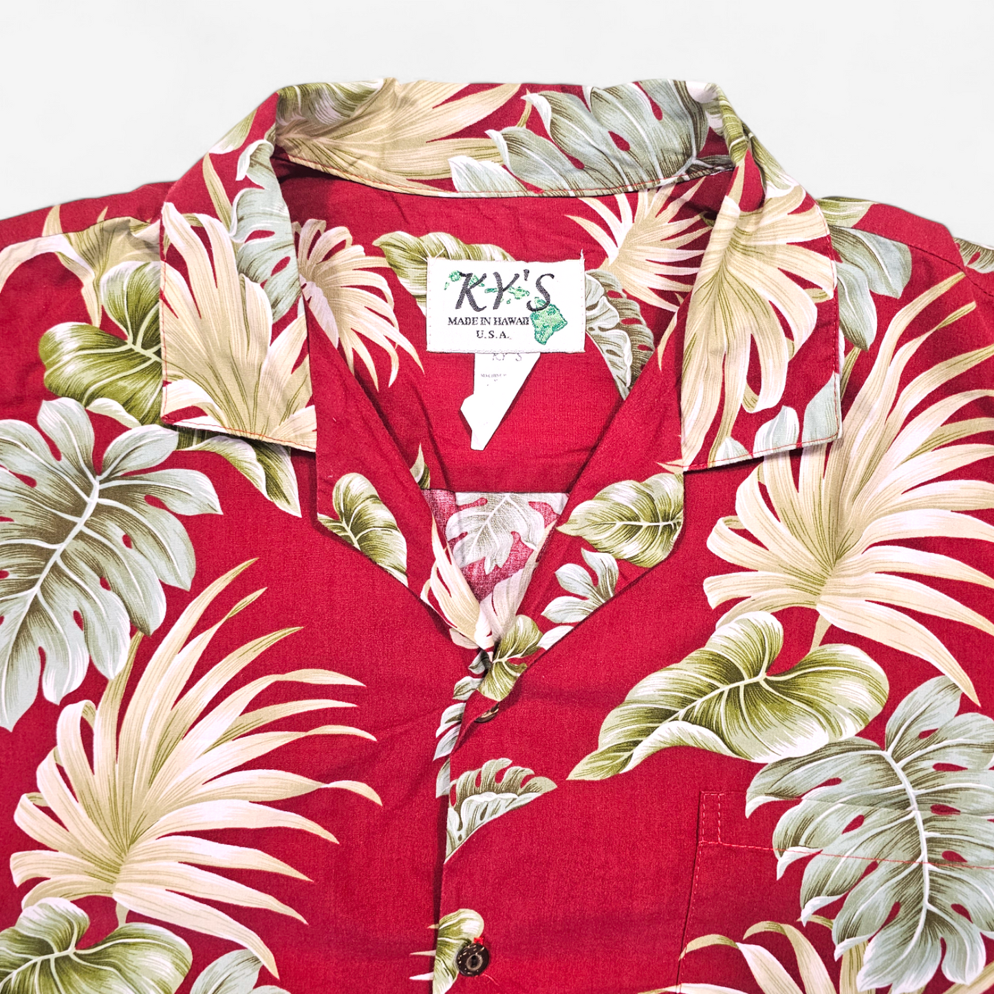 Hawaiian Shirt Vintage KY'S Monstera - Made in USA Hawaii (XL)