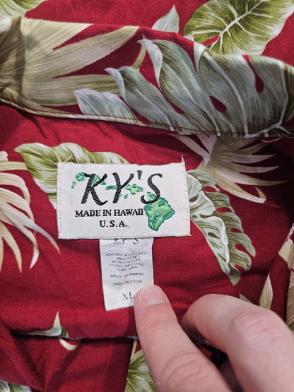 Hawaiian Shirt Vintage KY'S Monstera - Made in USA Hawaii (XL)
