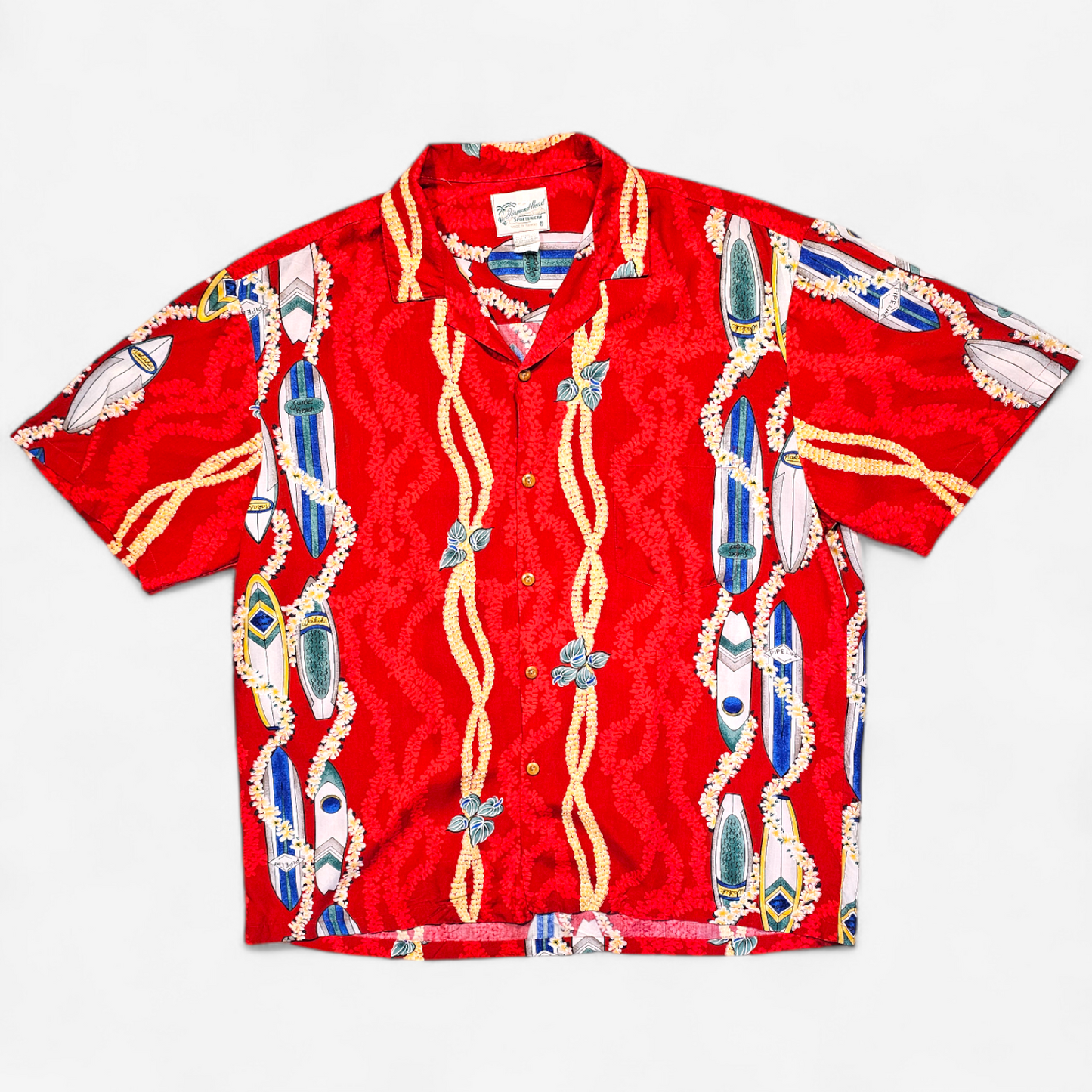 Hawaiian Rayon Shirt Vintage Diamond Head - Made in USA