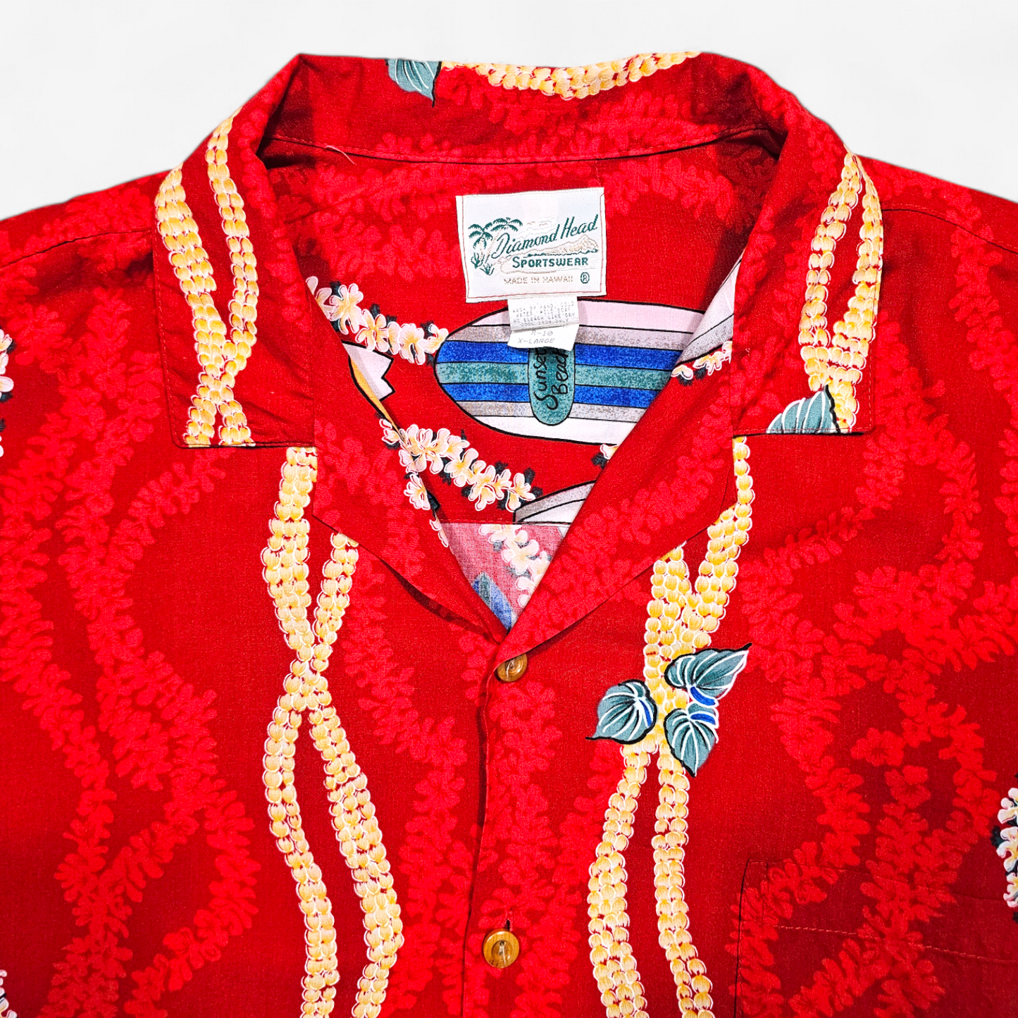 Hawaiian Rayon Shirt Vintage Diamond Head - Made in USA (XL)