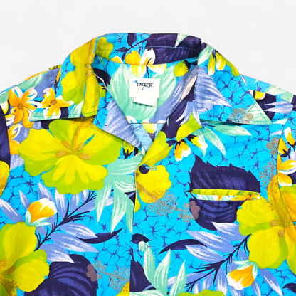 Hawaiian Shirt Vintage 60's 70's Pacific Isle - Made in USA Hawaii (S)