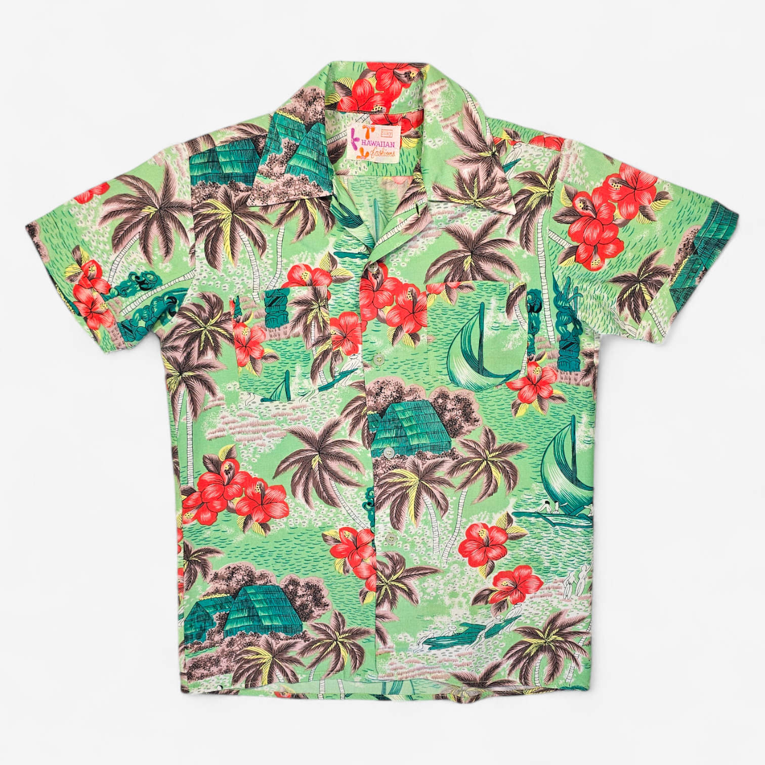 Hawaiian Shirt Vintage 60's 70's Silky Hawaiian Fashions