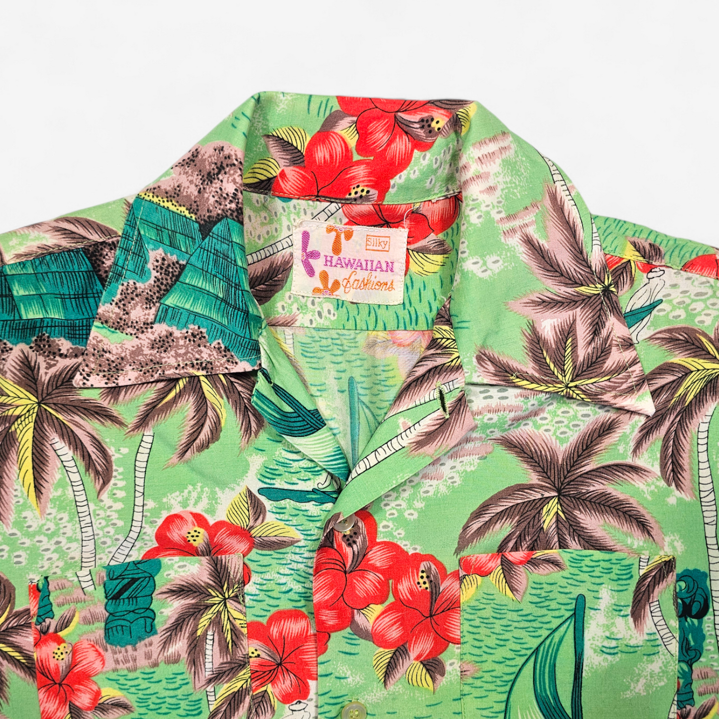 Hawaiian Shirt Vintage 60's 70's Silky Hawaiian Fashions (XS)