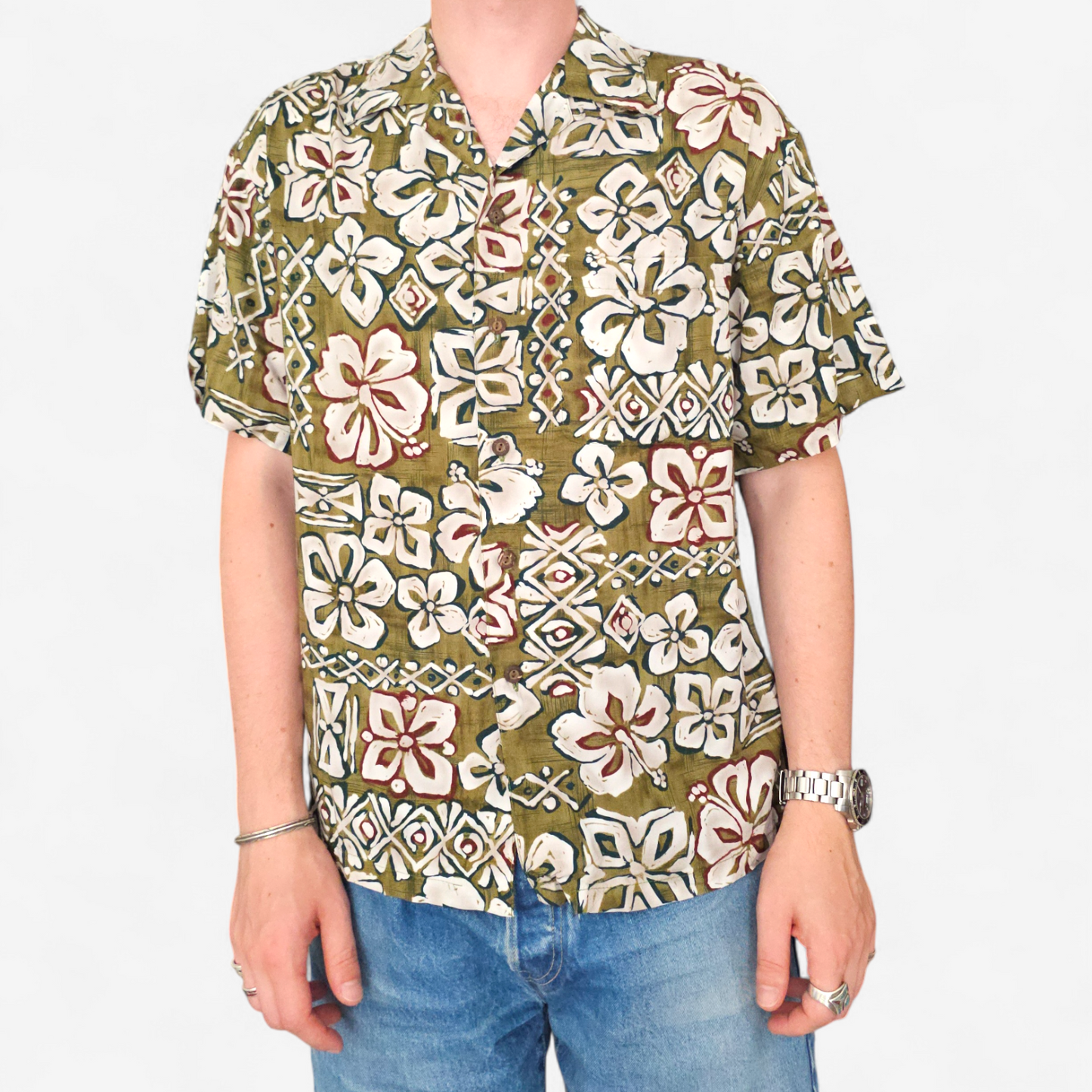 Hawaiian Rayon Shirt Vintage Iolani - Made in Hawaii USA