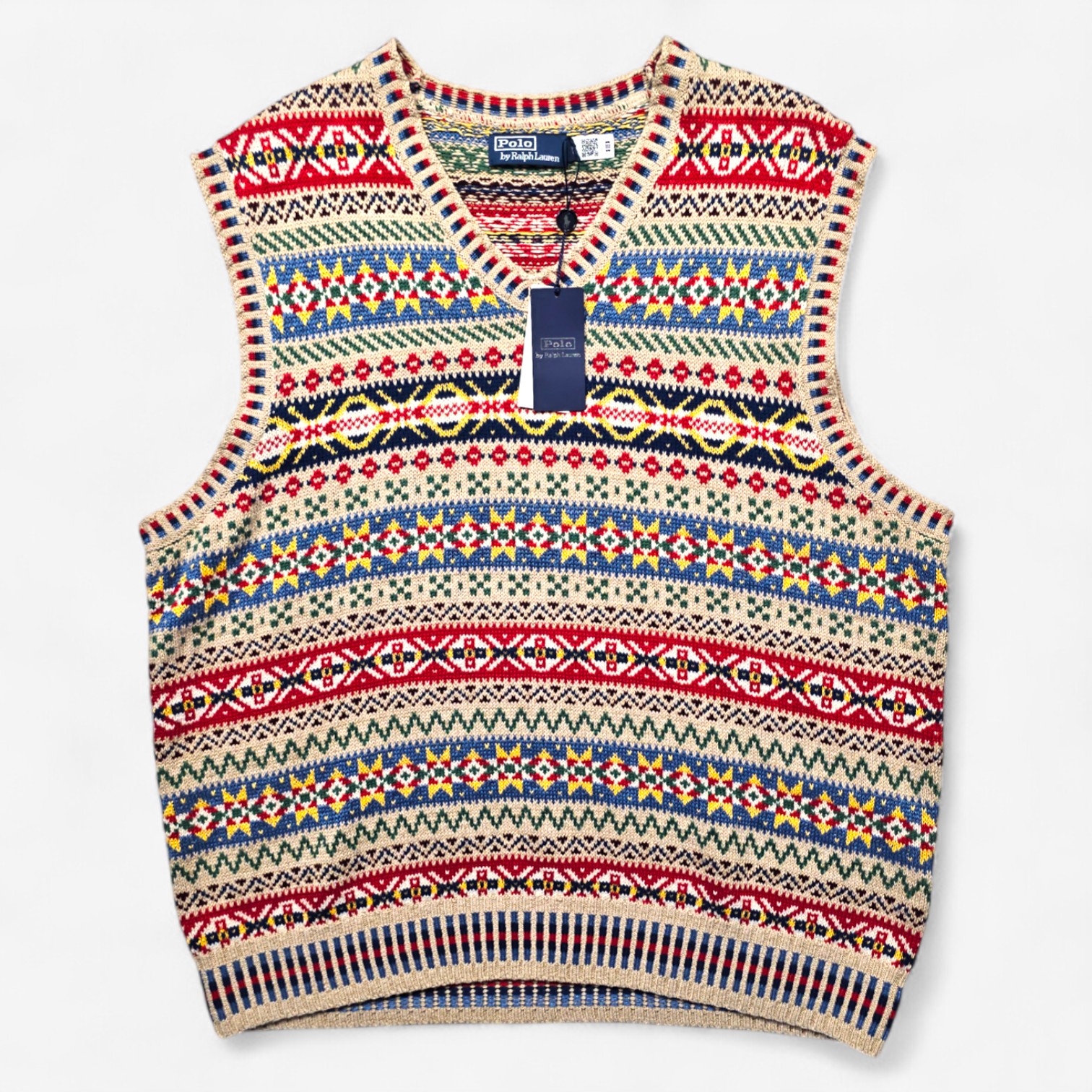 Pull Sweater Vest Polo Ralph Lauren Fair Isle - Coton Lin