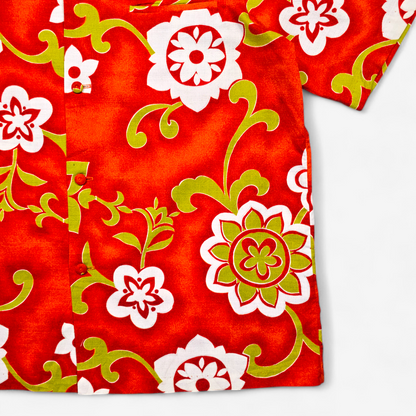 Hawaiian Shirt Vintage 60's 70's Pacific Isle Barkcloth Cotton - Made in USA Hawaii (XL)