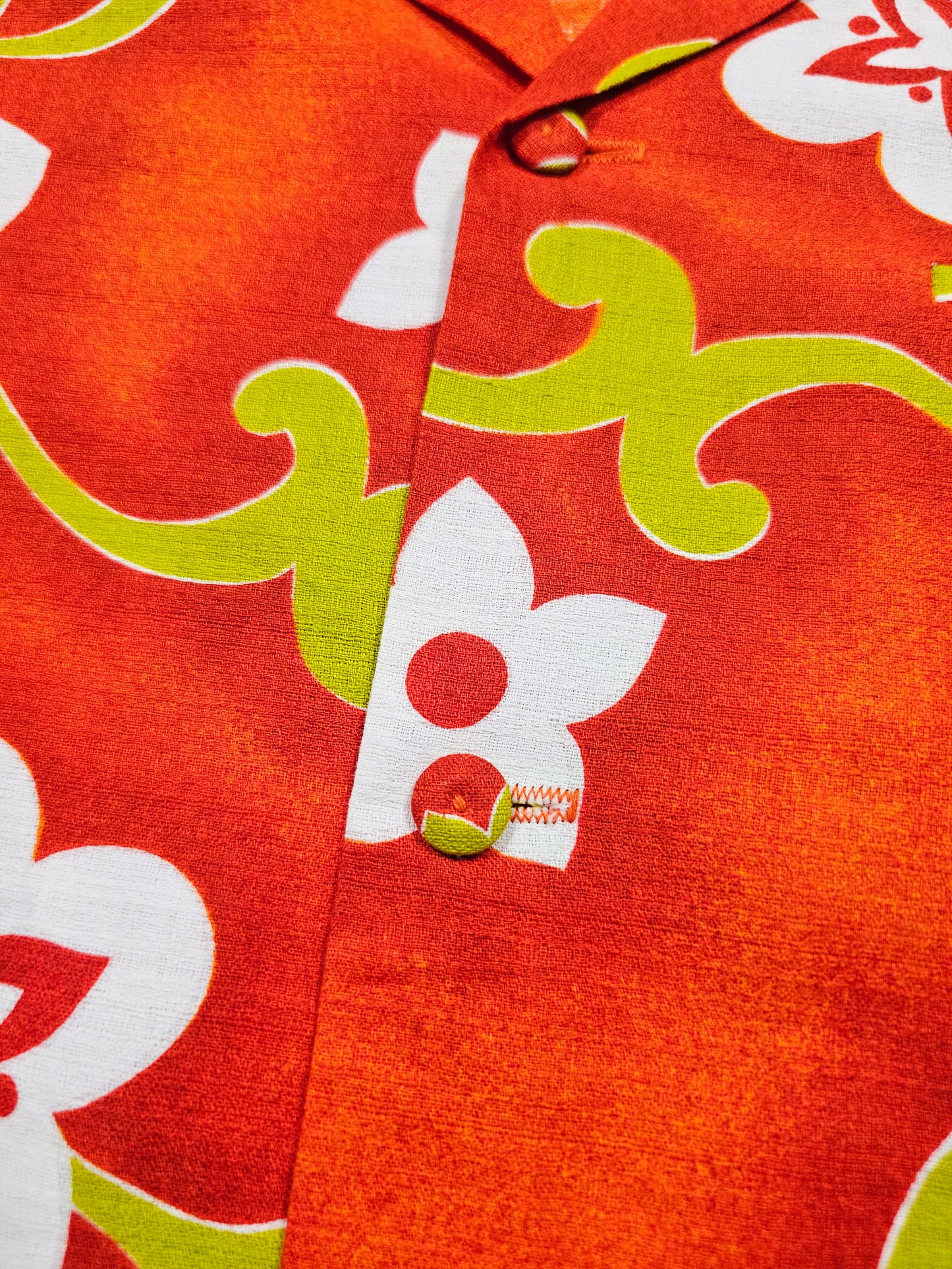 Hawaiian Shirt Vintage 60's 70's Pacific Isle Barkcloth Cotton - Made in USA Hawaii (XL)