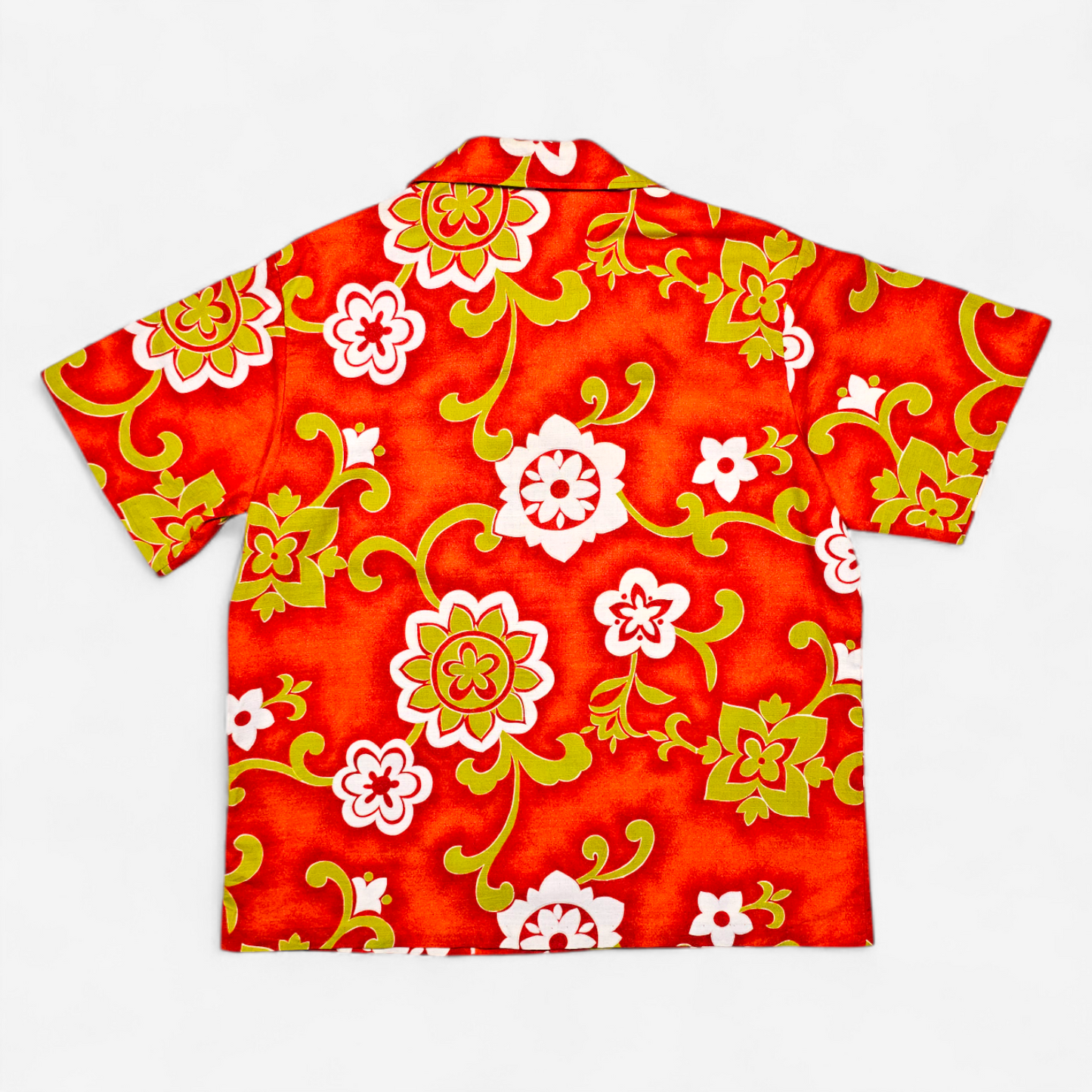 Hawaiian Shirt Vintage 60's 70's Pacific Isle Barkcloth Cotton - Made in USA Hawaii (XL)