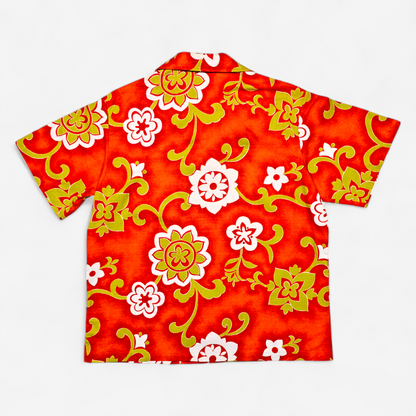 Hawaiian Shirt Vintage 60's 70's Pacific Isle Barkcloth Cotton - Made in USA Hawaii (XL)