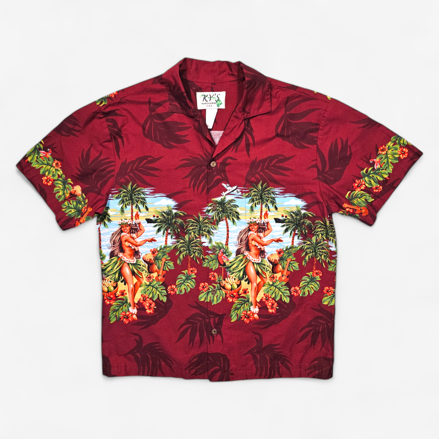 Hawaiian Shirt Vintage KY'S Hula Dancers - Made in USA