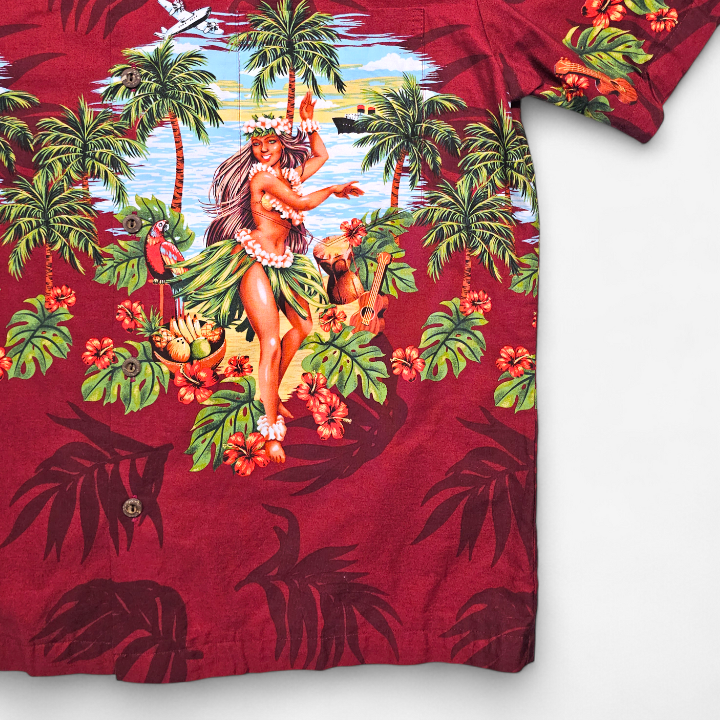 Hawaiian Shirt Vintage KY'S Hula Dancers - Made in USA (M)