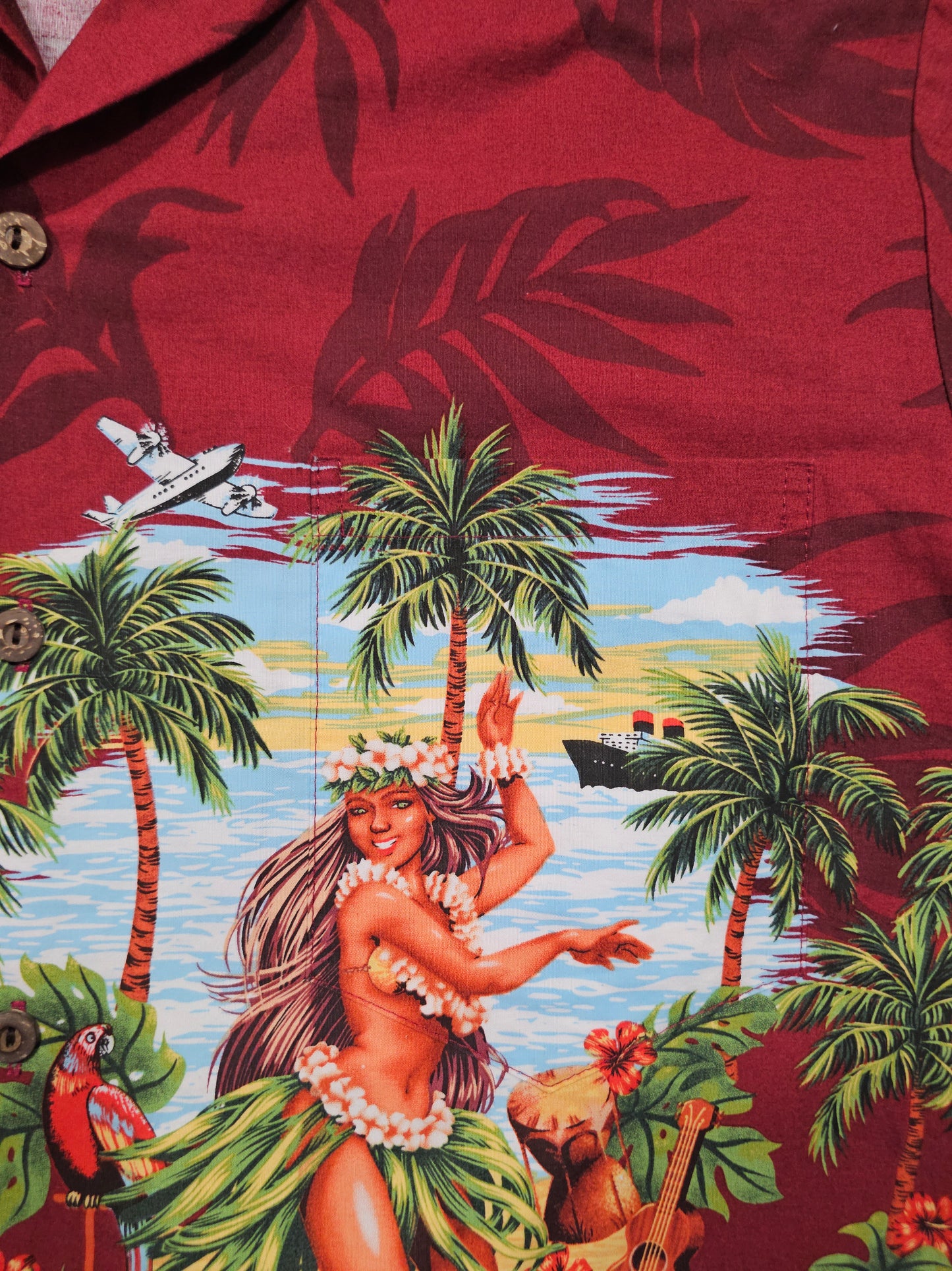 Hawaiian Shirt Vintage KY'S Hula Dancers - Made in USA (M)