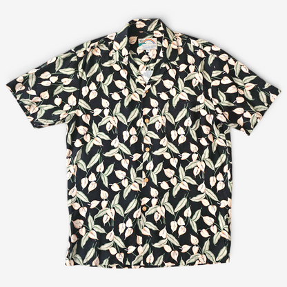Hawaiian Rayon Shirt Paradise Found Mini Anthurium - Made in USA Hawaii