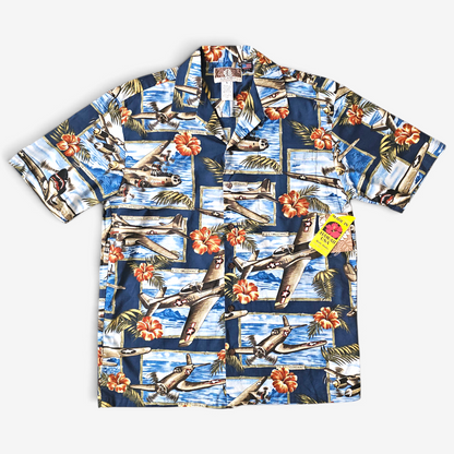 Hawaiian Shirt Vintage RJC WW2 Airplane - Made in USA