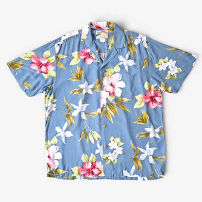 Hawaiian Rayon Shirt Paradise Found Hibiscus - Made in USA Hawaii