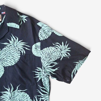 Hawaiian Rayon Shirt Kalaheo Pineapple - Made in USA Hawaii (M)