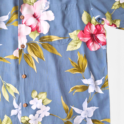 Hawaiian Rayon Shirt Paradise Found Hibiscus - Made in USA Hawaii (M)