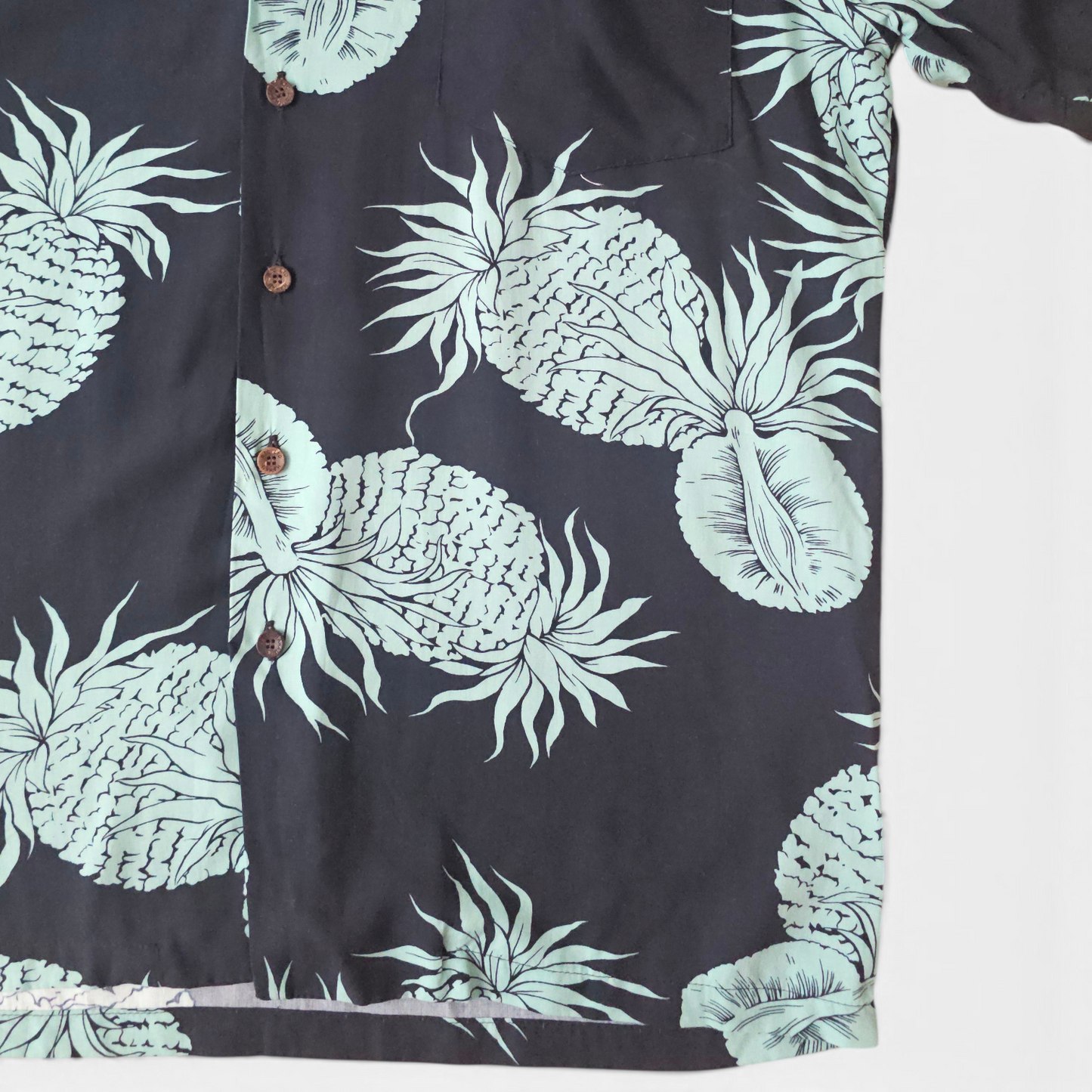 Hawaiian Rayon Shirt Kalaheo Pineapple - Made in USA Hawaii (M)
